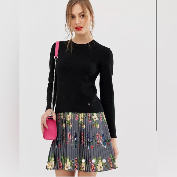 Ted Baker IZITAA Oracle pleated sweater dress- size 0 - Picture 5 of 6